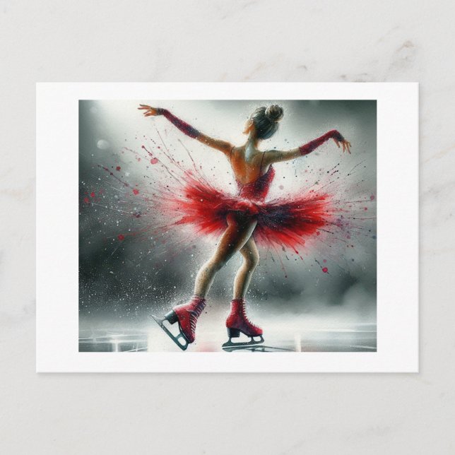 Ice Skater in Red,  Postcard (Front)