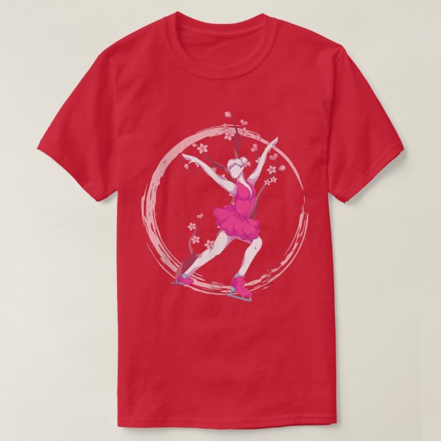 Ice Skater Sakura Cherry Blossom Figure Skater Ice T-Shirt (Design Front)