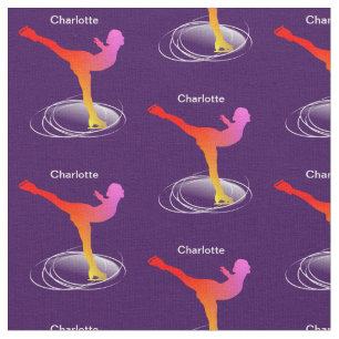 Ice Skater Silhouette Colourful Personalised Fabric