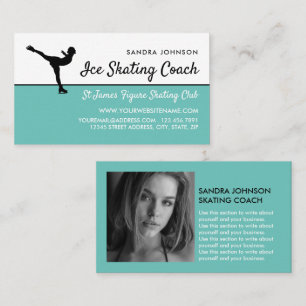 Ice Skater Silhouette, Ice Skating Coach Photo Business Card