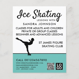 Ice Skater Silhouette, Ice Skating Lesson Advert Flyer