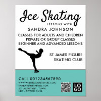 Ice Skater Silhouette, Ice Skating Lesson Advert