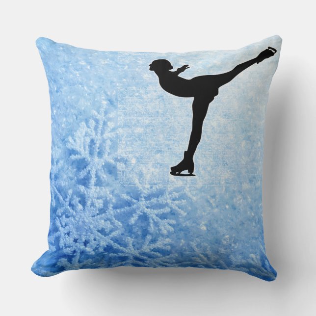 Ice Skater Throw Pillow (Front)