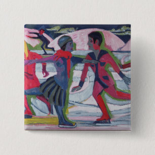 Ice Skaters 15 Cm Square Badge