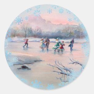ICE SKATERS by SHARON SHARPE Classic Round Sticker