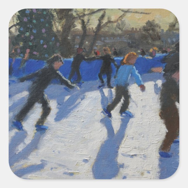 Ice skaters Christmas Fayre Fair Hyde Park Square Sticker (Front)