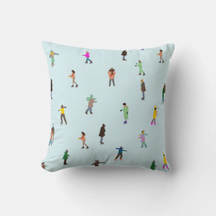 Ice Skaters On Lake │ ice skating christmas winter Cushion