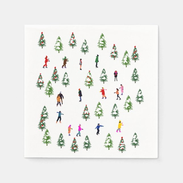 Ice Skaters Pine │ ice skating christmas winter  Napkin (Front)