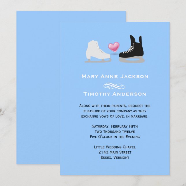 Ice Skaters Wedding Invitation (Front/Back)