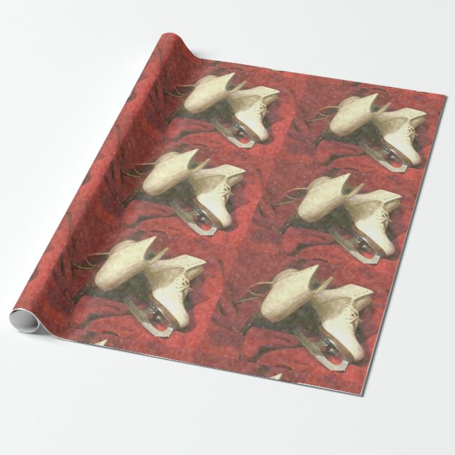 ICE SKATES  AT REST WRAPPING PAPER (Unrolled)