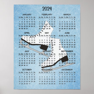 Ice Skates Design 2024 Calendar Poster