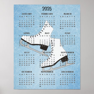 Ice Skates Design 2025 Calendar Poster