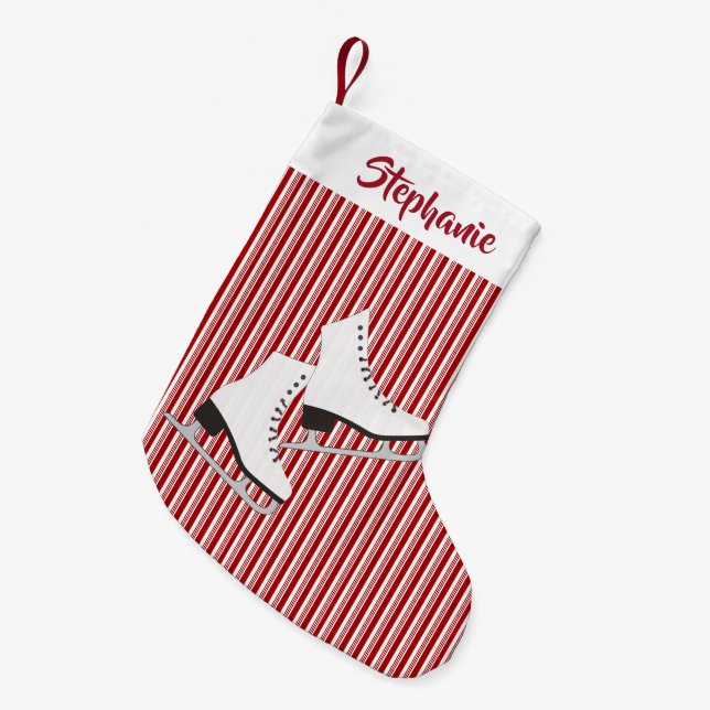 Ice Skates Design Christmas Stocking (Front (Hanging))