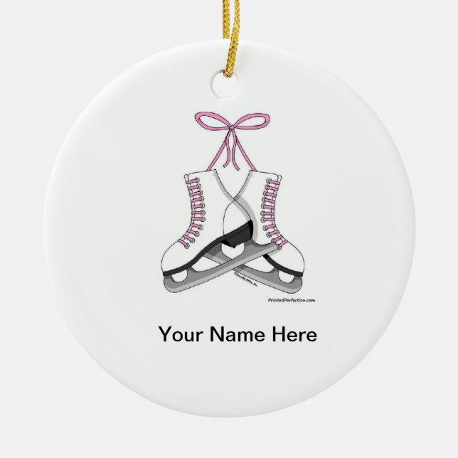 Ice Skates - Female Ceramic Tree Decoration (Front)