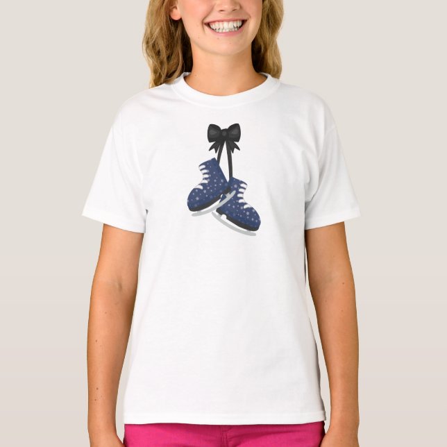 Ice Skates, Ice Skating, Figure Skating, Stars T-Shirt (Front)
