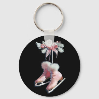ICE SKATES in PINK by SHARON SHARPE Key Ring
