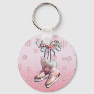 ICE SKATES in PINK by SHARON SHARPE Key Ring