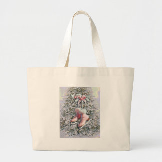 ICE SKATES in PINK by SHARON SHARPE Large Tote Bag
