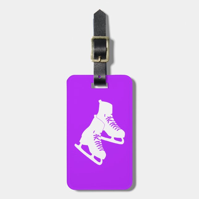 Ice Skates Luggage Tag Purple (Front Vertical)