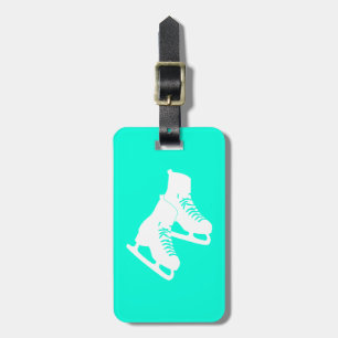 Ice Skates Luggage Tag Turquoise