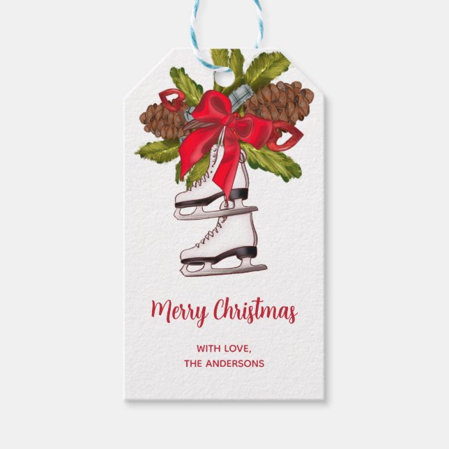 Ice Skates Merry Christmas Gift Tags (Front)