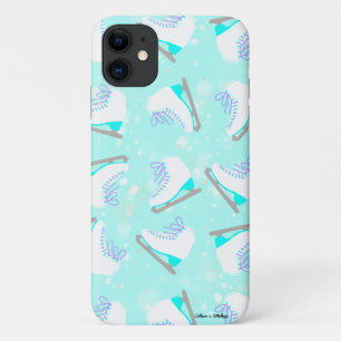 Ice Skates Pattern Blue Cute Figure Skater's iPhone 11 Case