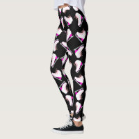 Ice Skates Pink Pattern Figure Skating Black