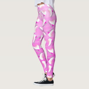 Ice Skates Pink Pattern Figure Skating Ombre Leggings