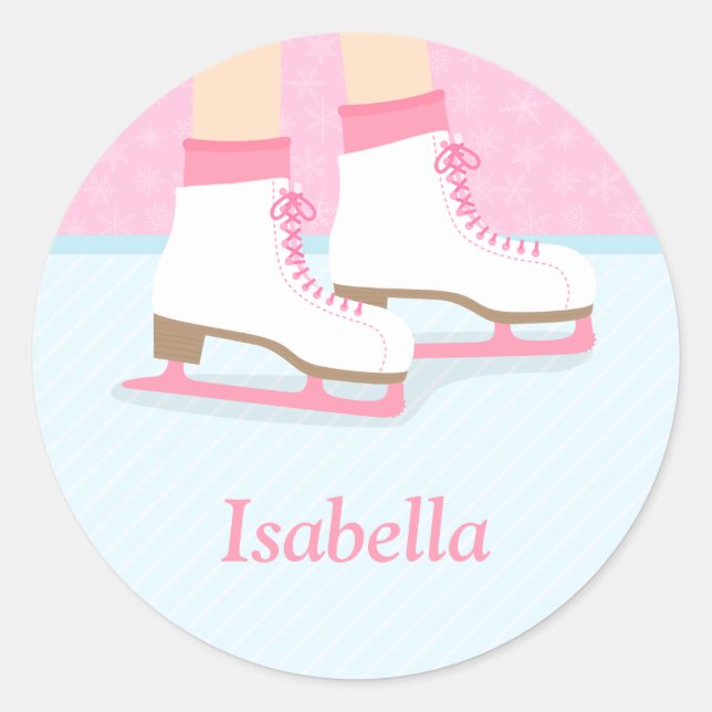 Ice Skates Skating Rink For Girls Classic Round Sticker (Front)