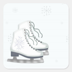 Ice Skates, Snowflakes Sticker