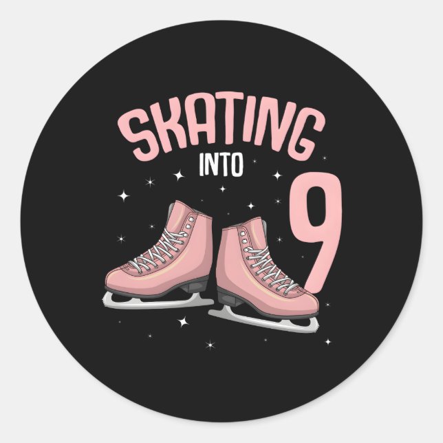 Ice Skating 9Th 9 Years Classic Round Sticker (Front)