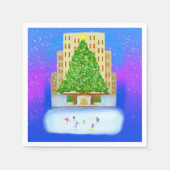 Ice Skating At Rockefeller Centre Napkin (Front)