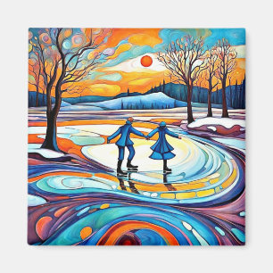 Ice Skating at Sunset Magnet