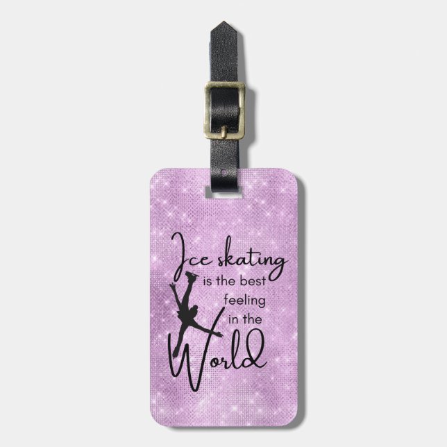 Ice Skating bag tag pink sparkle Best feeling (Front Vertical)