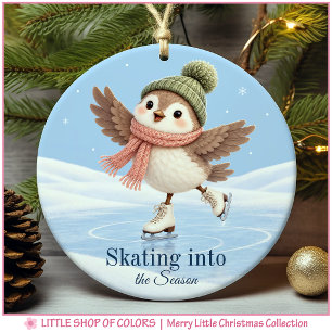 Ice Skating Bird Personalized Photo Christmas Ceramic Tree Decoration