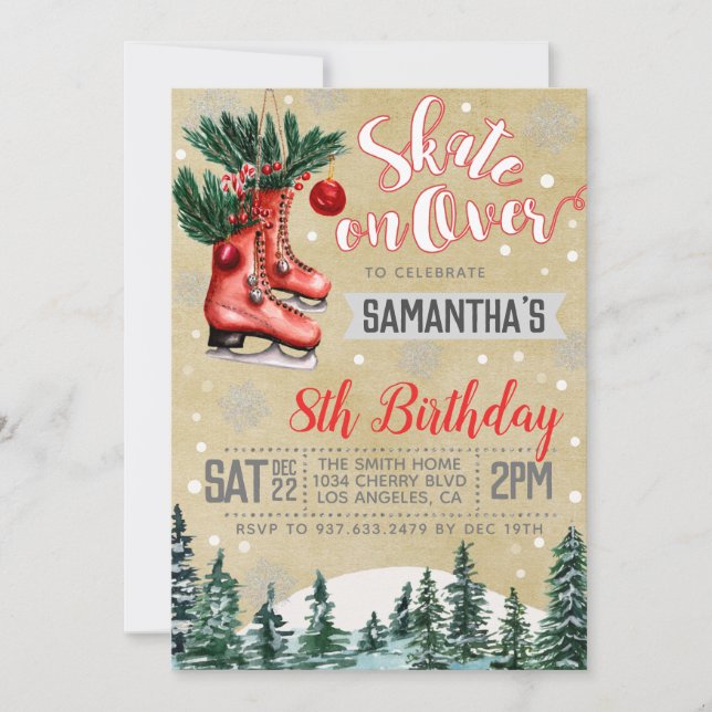 Ice Skating Birthday Invitation (Front)