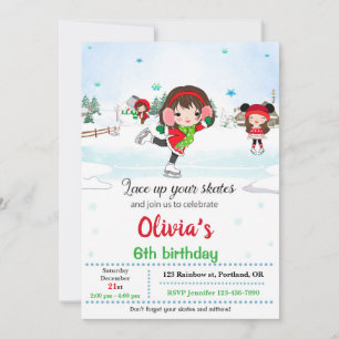 Ice skating birthday invitation Winter invitation