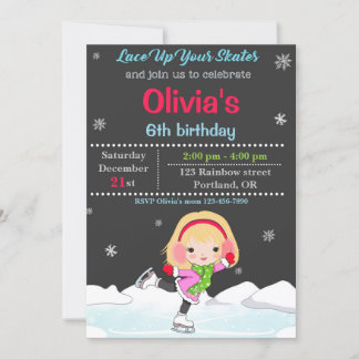 Ice skating birthday invitation Winter invitation