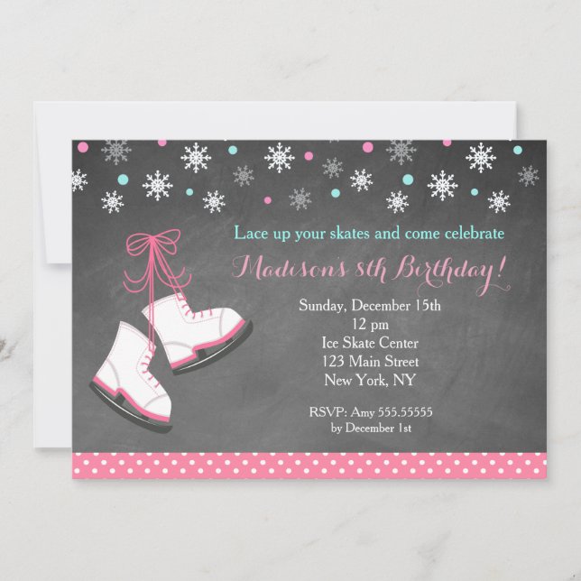 Ice Skating Birthday Invitations (Front)