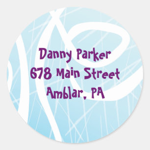 ICE SKATING Birthday Party Return Address Sticker