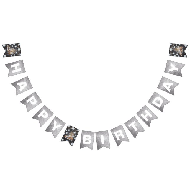 Ice Skating Birthday Silver Glitter Bunting (All)