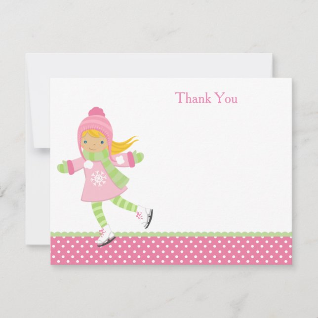 Ice Skating Birthday Thank You Notes (Front)