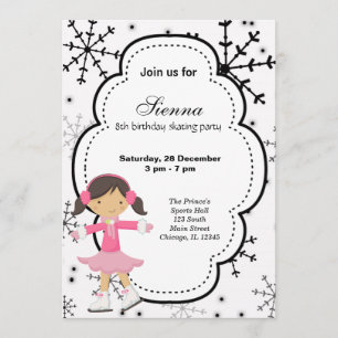 Ice Skating Birthday (White) Invitation