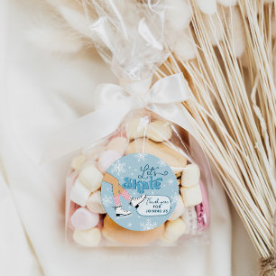 Ice Skating Birthday Winter Skate Party Favours Classic Round Sticker