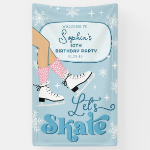 Ice Skating Birthday Winter Skate Party Welcome Banner