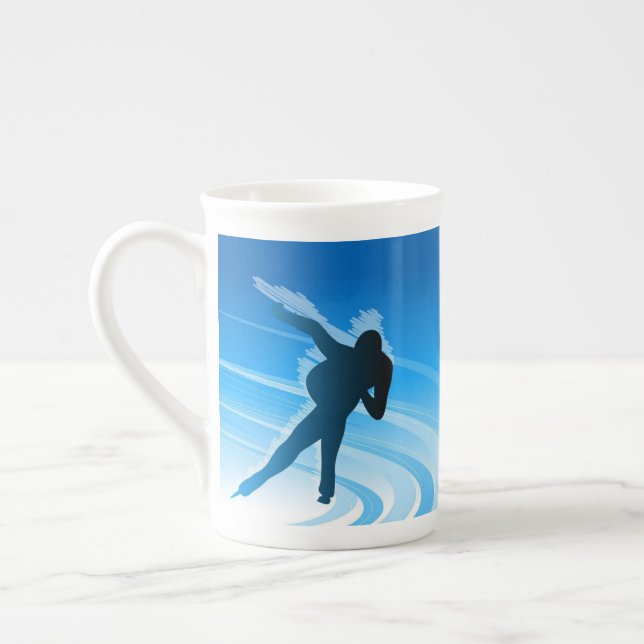 Ice Skating Bone China Mug (Left)