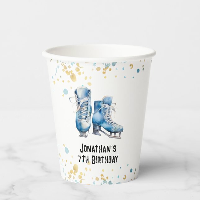 Ice-Skating Boys | Hockey Birthday Party Paper Cups (Front)
