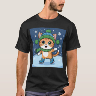 Ice Skating Cat Cute Winter Sports Animal Funny Ch T-Shirt