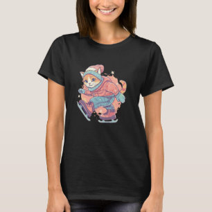 Ice skating Cat Outfit for Cats and Winter Fun T-Shirt