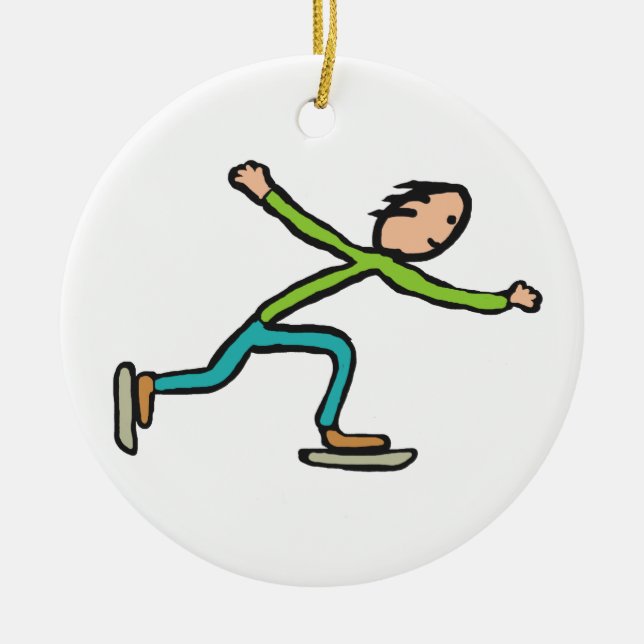 Ice Skating Ceramic Tree Decoration (Front)